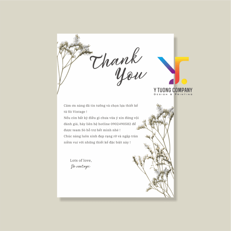 Thank you card note